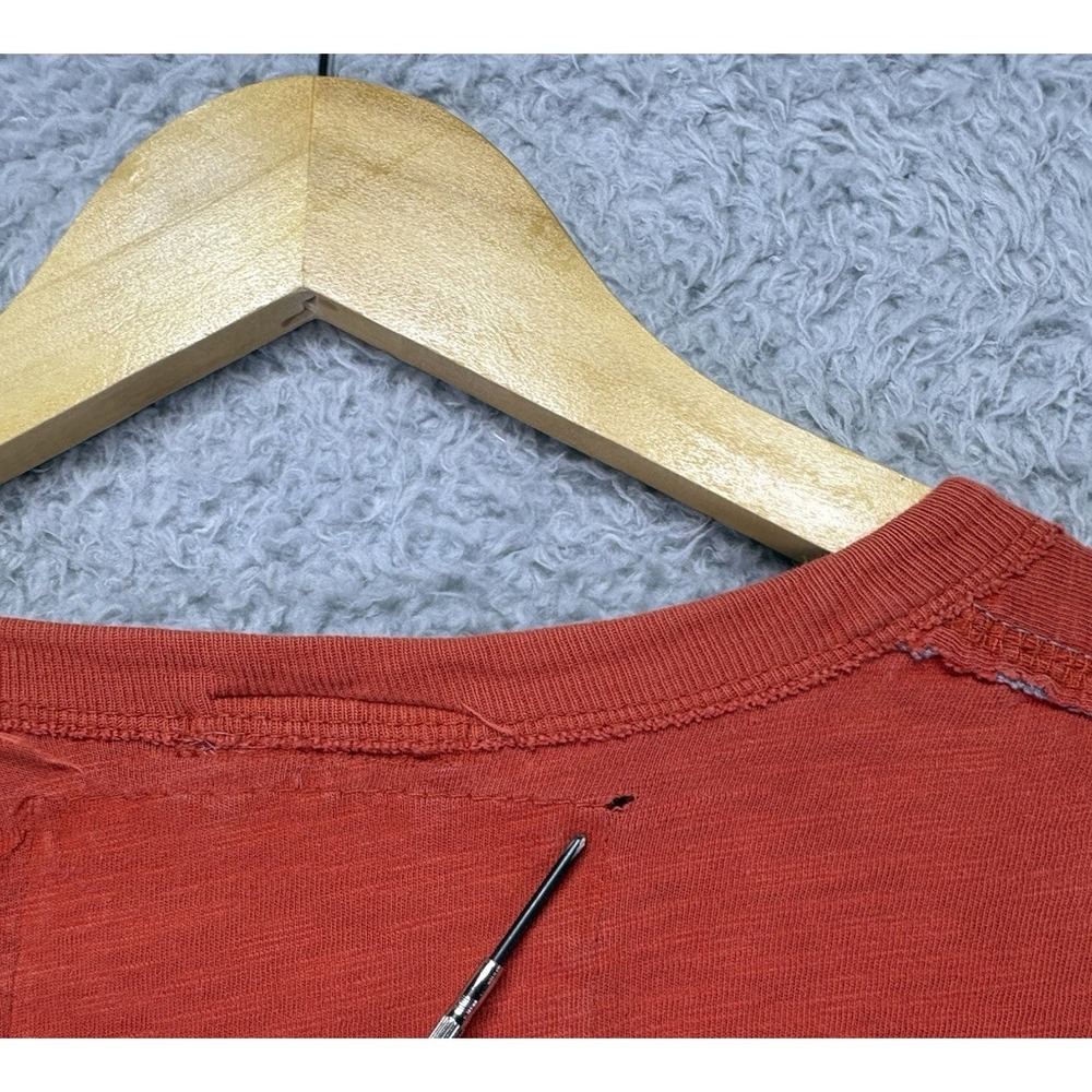 Y2K American Eagle Outfitters Mens‎ XL Long Sleeve Shirt Orange Distressed - Picture 8 of 10